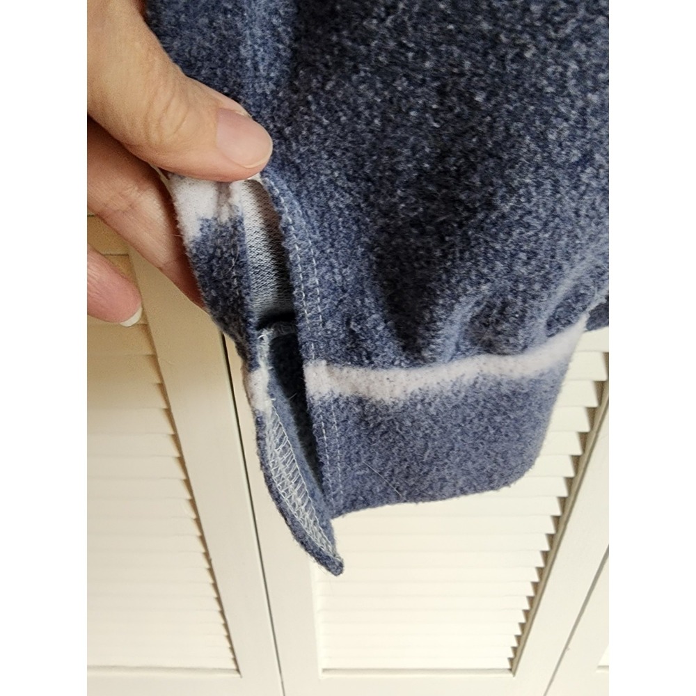 Oh So Modest 2X Midi Dress Blue White Stripe Cozy Henley Pockets Long Sleeves - Picture 4 of 6
